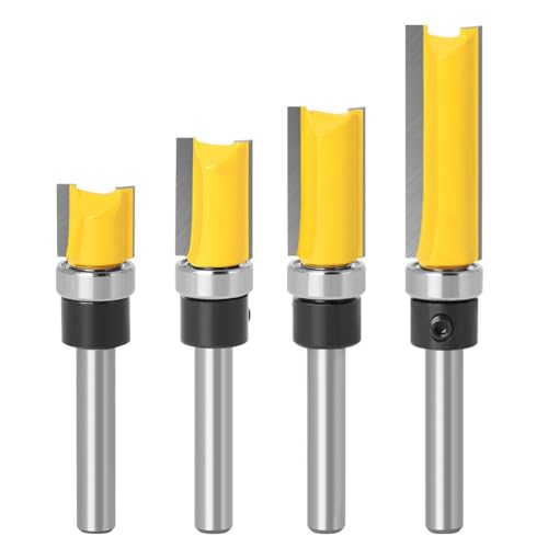 1/4-Zoll-Schaft Bündigfräser-Bit-Set, 1/4-Zoll-Schaft-Fräser-Bit-Set, Hartmetall-Holzfräser-Bits, 4 Stück von coserori