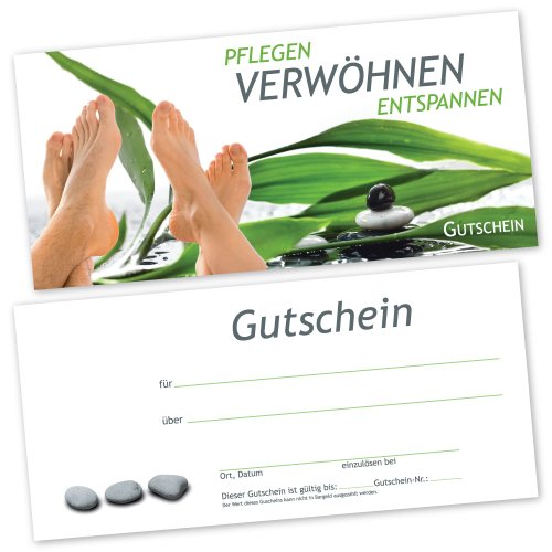 50 Fußpflege – Gutscheinkarten FUß RELAX Gutscheine Geschenkgutscheine von cosmeticPlus