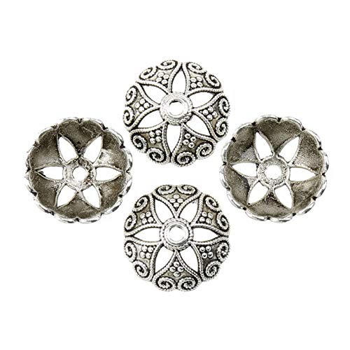 Cotowin Beautiful 15mm Silver Metal Flower Bead Caps for Jewelry Craft Making by Cotowin von cotowin