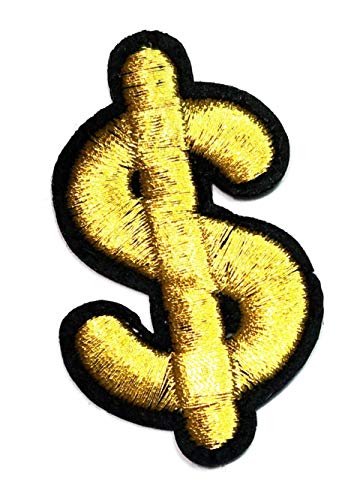 ONCEX Dollar Cartoon Patches Aufkleber Glänzend Gold Dollar Schild Bestickt Aufbügler Aufnäher für Rucksäcke Hut Jeans Jacken T-Shirt Kleidung von cotton fabric