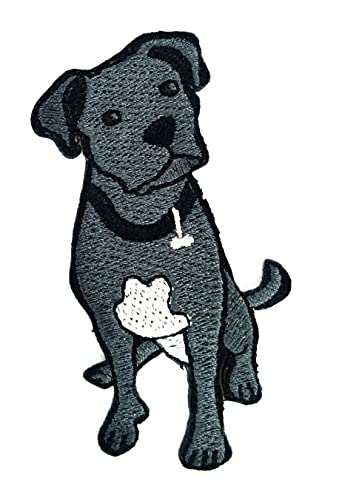 Oncex Niedlicher Welpe Pitbull Bulldogge Hund Cartoon Aufnäher Aufkleber Bestickt Aufbügler Applikation Patch für Rucksäcke Hut Jeans Jacken T-Shirt Kleidung von cotton fabric