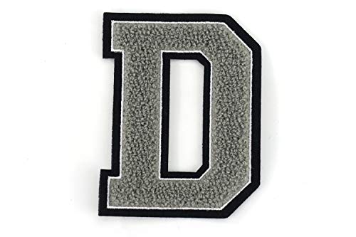 Frottee Buchstabe A-Z | Grau, Weiß, Schwarz | 9,5 cm hoch | Varsity Letter D von couoi