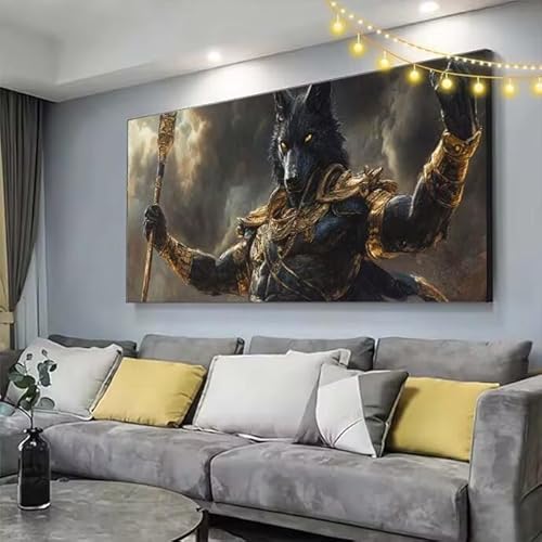 Ägypten Diamond Painting XXL 130x70cm Diamant Painting Bilder Anubis,5D Vollbohrer Diamant Kunst Malerei Stickerei Kreuzstich DIY Diamond Puzzle Mosaikherstellung Bastelset,Home Dekor Geschenke C99 von cppxinng