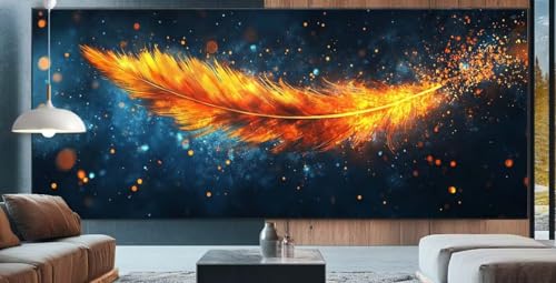 Abstrakt Diamond Painting XXL 70x160cm Diamond Painting Erwachsene Feder,Diamant Malerei Full Round Kristall Kunst Malen Nach Zahlen,Kreuzstich Mosaik Bastelset Set,Home Dekor Geschenke für Frauen L20 von cppxinng