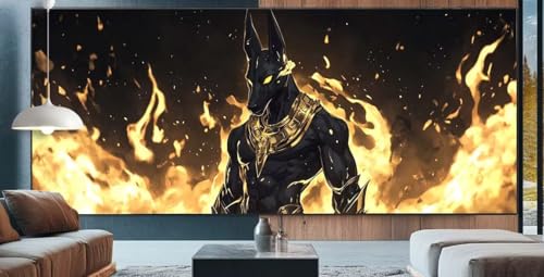 Anubis Diamond Painting XXL 80x180cm Diamond Painting Erwachsene Flamme,Diamant Malerei Full Round Kristall Kunst Malen Nach Zahlen,Kreuzstich Mosaik Bastelset Set,Home Dekor Geschenke für Frauen E59 von cppxinng