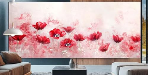 Blume Diamond Painting XXL 100x250cm Diamond Painting Erwachsene Mohn,Diamant Malerei Full Round Kristall Kunst Malen Nach Zahlen,Kreuzstich Mosaik Bastelset Set,Home Dekor Geschenke für Frauen L13 von cppxinng