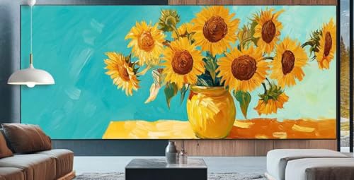 Blume Diamond Painting XXL 100x250cm Diamond Painting Erwachsene Sonnenblume,Diamant Malerei Full Round Kristall Malen Nach Zahlen,Kreuzstich Mosaik Bastelset Set,Home Dekor Geschenke für Frauen K68 von cppxinng