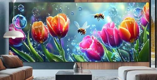 Blume Diamond Painting XXL 100x250cm Diamond Painting Erwachsene Tulpe,Diamant Malerei Full Round Kristall Kunst Malen Nach Zahlen,Kreuzstich Mosaik Bastelset Set,Home Dekor Geschenke für Frauen L33 von cppxinng