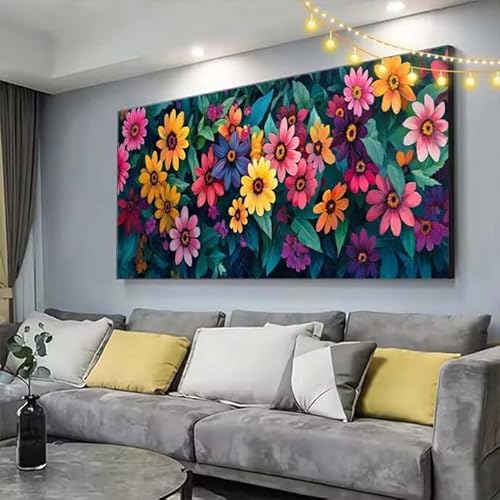 Blume Diamond Painting XXL 130x70cm Diamant Painting Bilder Farbe,5D Vollbohrer Diamant Kunst Malerei Stickerei Kreuzstich DIY Diamond Puzzle Mosaikherstellung Bastelset,Home Dekor Geschenke C355 von cppxinng