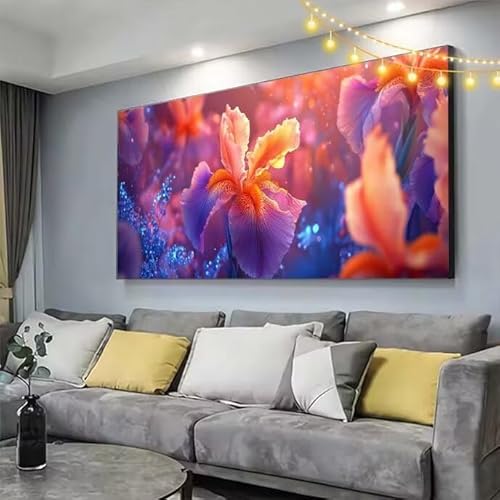 Blume Diamond Painting XXL 150x80cm Diamant Painting Bilder Farbe,5D Vollbohrer Diamant Kunst Malerei Stickerei Kreuzstich DIY Diamond Puzzle Mosaikherstellung Bastelset,Home Dekor Geschenke C358 von cppxinng