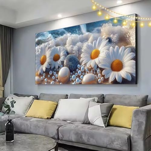 Blume Diamond Painting XXL 150x80cm Diamant Painting Bilder Strand,5D Vollbohrer Diamant Kunst Malerei Stickerei Kreuzstich DIY Diamond Puzzle Mosaikherstellung Bastelset,Home Dekor Geschenke C370 von cppxinng