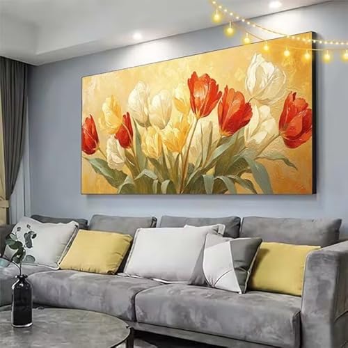 Blume Diamond Painting XXL 180x80cm Diamant Painting Bilder Lilie,5D Vollbohrer Diamant Kunst Malerei Stickerei Kreuzstich DIY Diamond Puzzle Mosaikherstellung Bastelset,Home Dekor Geschenke C352 von cppxinng