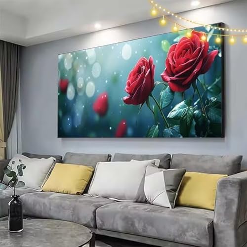 Blume Diamond Painting XXL 180x80cm Diamant Painting Bilder Rose,5D Vollbohrer Diamant Kunst Malerei Stickerei Kreuzstich DIY Diamond Puzzle Mosaikherstellung Bastelset,Home Dekor Geschenke C412 von cppxinng