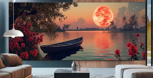 Boot Diamond Painting XXL 100x250cm Diamond Painting Erwachsene Mond,Diamant Malerei Full Round Kristall Kunst Malen Nach Zahlen,Kreuzstich Mosaik Bastelset Set,Home Dekor Geschenke für Frauen L37 von cppxinng