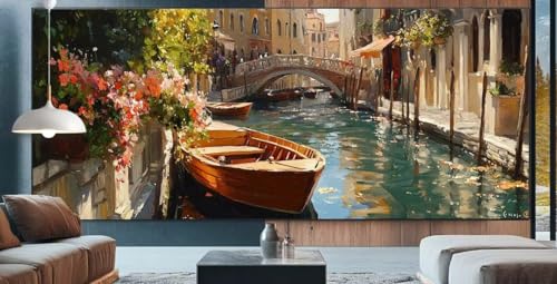 Boot Diamond Painting XXL 100x250cm Diamond Painting Erwachsene Venedig,Diamant Malerei Full Round Kristall Kunst Malen Nach Zahlen,Kreuzstich Mosaik Bastelset Set,Home Dekor Geschenke für Frauen K40 von cppxinng