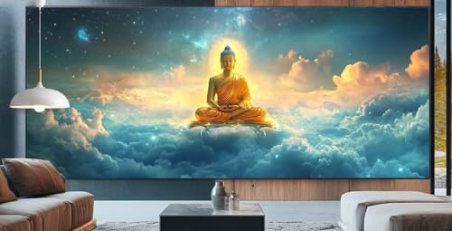 Buddha Diamond Painting XXL 100x250cm Diamond Painting Erwachsene Himmel,Diamant Malerei Full Round Kristall Kunst Malen Nach Zahlen,Kreuzstich Mosaik Bastelset Set,Home Dekor Geschenke für Frauen K19 von cppxinng