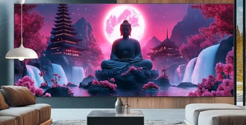 Buddha Diamond Painting XXL 100x250cm Diamond Painting Erwachsene Mond,Diamant Malerei Full Round Kristall Kunst Malen Nach Zahlen,Kreuzstich Mosaik Bastelset Set,Home Dekor Geschenke für Frauen L41 von cppxinng