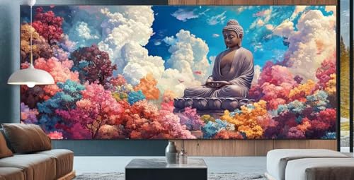 Buddha Diamond Painting XXL 80x150cm Diamond Painting Erwachsene Garten,Diamant Malerei Full Round Kristall Kunst Malen Nach Zahlen,Kreuzstich Mosaik Bastelset Set,Home Dekor Geschenke für Frauen E47 von cppxinng