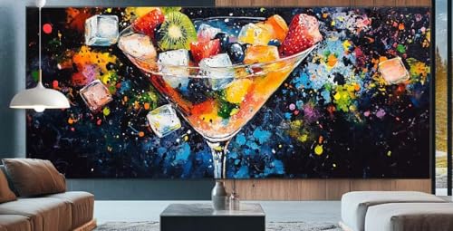 Cocktail Diamond Painting XXL 100x250cm Diamond Painting Erwachsene Obst,Diamant Malerei Full Round Kristall Kunst Malen Nach Zahlen,Kreuzstich Mosaik Bastelset Set,Home Dekor Geschenke für Frauen K11 von cppxinng