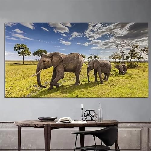 Diamond Painting Afrika Elefant，Diamond Painting Erwachsene Groß XXL 100x250cm，Diamant Painting Round steine Bilder，Diamond Art zubehör cross stitch kit，diamond Stickerei set Home Wand Dekor I43 von cppxinng