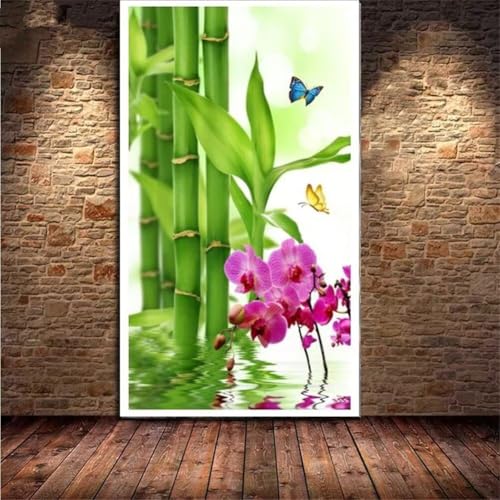 Diamond Painting Bambus Blumen，Diamond Painting Erwachsene Groß XXL 100x250cm，Diamant Painting Round steine Bilder，Diamond Art zubehör cross stitch kit，diamond Stickerei set Home Wand Dekor Gifts I50 von cppxinng