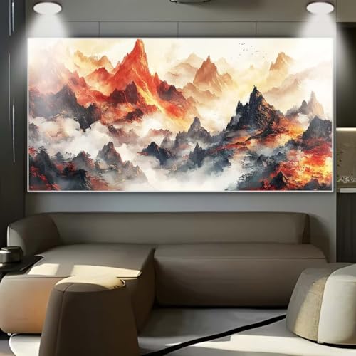 Diamond Painting Berge Landschaft，Diamond Painting Erwachsene Groß XXL 100x250cm，Diamant Painting eckige steine Bilder，Diamond Art zubehör cross stitch kit，diamond Stickerei set Home Wand Dekor A29 von cppxinng