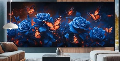 Diamond Painting Blau Diamond Painting Erwachsene Groß XXL 70x160cm Diamant Painting Bilder Rose,Full Square Diamant Kunst Malerei Stickerei Kreuzstich Set Home Wand Dekor Geschenke für Frauen E26 von cppxinng