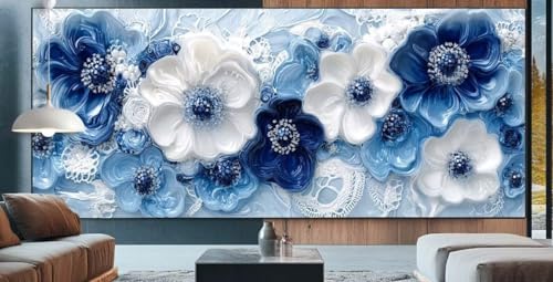 Diamond Painting Blau Diamond Painting Kinder Blume Diamond Painting Erwachsene 70x130cm Diamant Painting Bilder mit Eckige Diamond Painting Zubehör,Home Wand Deko Wohnzimmer Geschenke für Männer E24 von cppxinng