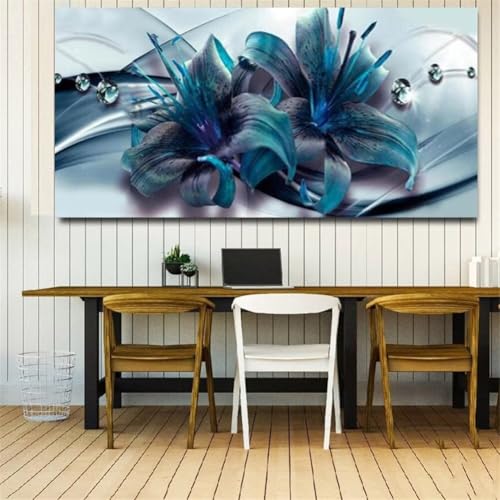 Diamond Painting Blaue Lilie，Diamond Painting Erwachsene Groß XXL 100x250cm，Diamant Painting Round steine Bilder，Diamond Art zubehör cross stitch kit，diamond Stickerei set Home Wand Dekor Gifts I79 von cppxinng