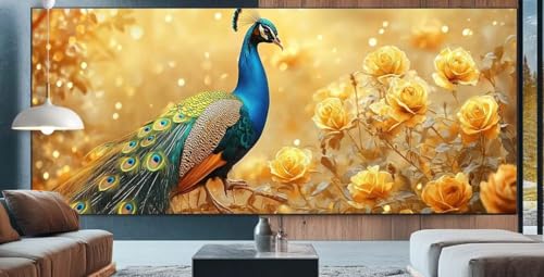 Diamond Painting Blume Diamond Painting Erwachsene Groß XXL 80x180cm Diamant Painting Bilder Pfau,Full Square Diamant Kunst Malerei Stickerei Kreuzstich Set Home Wand Dekor Geschenke für Frauen D6 von cppxinng