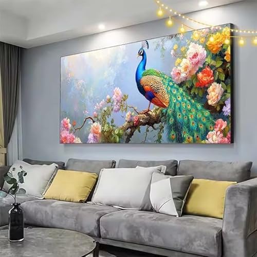 Diamond Painting Blume Diamond Painting Kinder Pfau Malen Nach Zahlen mit Eckige Steine Zubehör,DIY Diamant Malerei Puzzle Arts Stickerei Mosaik Bastelset Erwachsene,Deko Geschenke 160x90cm C405 von cppxinng