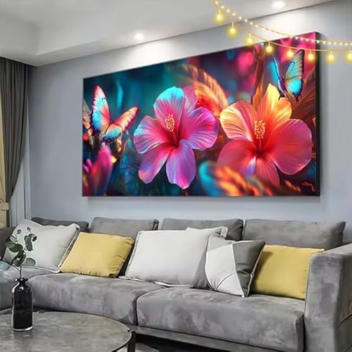 Diamond Painting Blume Diamond Painting Kinder Schmetterling Malen Nach Zahlen mit Eckige Steine Zubehör,DIY Diamant Malerei Puzzle Stickerei Mosaik Bastelset Erwachsene,Deko Geschenke 160x70cm C375 von cppxinng