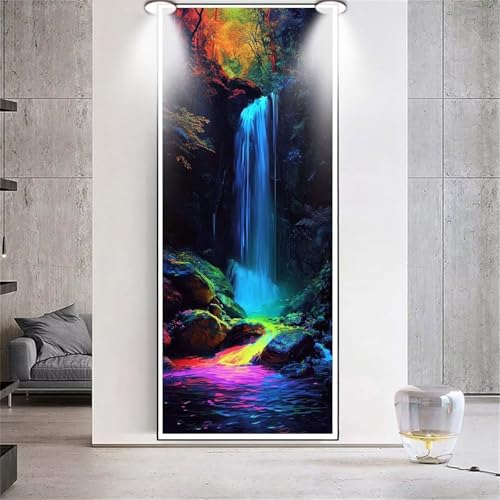 Diamond Painting Bunter Wasserfall，Diamond Painting Erwachsene Groß XXL 50x120cm，Diamant Painting eckige steine Bilder，Diamond Art zubehör cross stitch kit，diamond Stickerei set Home Wand Dekor H35 von cppxinng