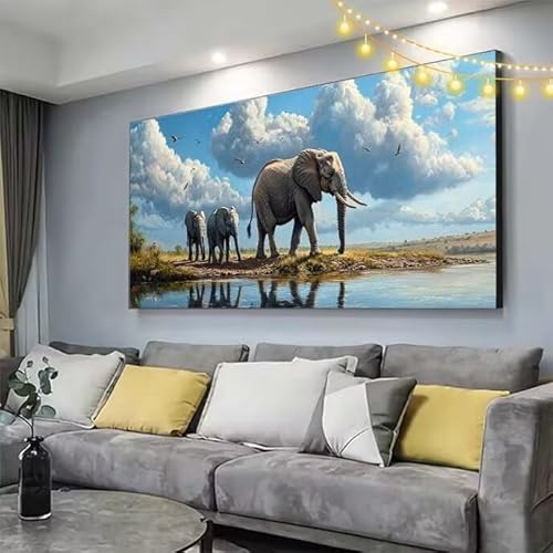 Diamond Painting Elefant Diamond Painting Kinder Wolke Malen Nach Zahlen mit Eckige Steine Zubehör,DIY Diamant Malerei Puzzle Arts Stickerei Mosaik Bastelset Erwachsene,Deko Geschenke 160x90cm C153 von cppxinng