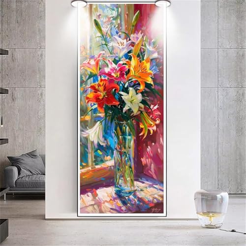 Diamond Painting Fensterbank Blumen，Diamond Painting Erwachsene Groß XXL 80x180cm，Diamant Painting eckige steine Bilder，Diamond Art zubehör cross stitch kit，diamond Stickerei set Home Wand Dekor F90 von cppxinng