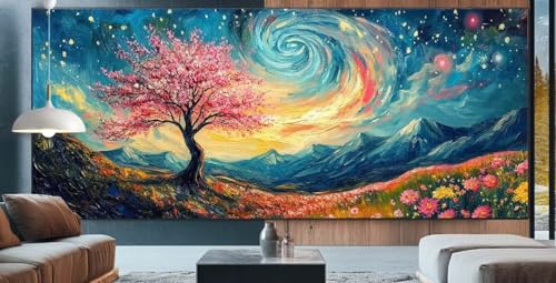 Diamond Painting Garten Diamond Painting Kinder Baum von L. Malen Nach Zahlen mit Round Steine Zubehör,DIY Diamant Kunst Malerei Set Mosaik Basteln Mädchen,Home Deko Geschenke Männer 40x100cm J95 von cppxinng