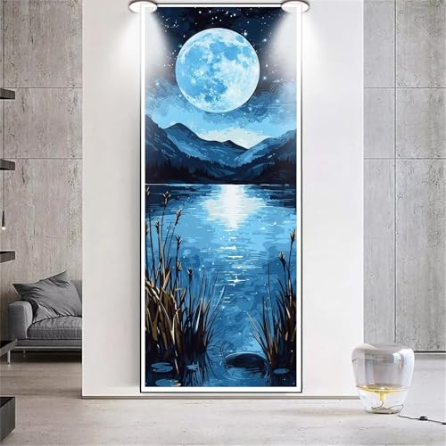 Diamond Painting Großes XXL 100x200cm Diamant Painting Bilder Mond See Diamond Art Erwachsene DIY Full Square Diamant Kunst Malerei Stickerei zubehör Set Kreuzstich Bilder Home Wand Dekor Geschenk F82 von cppxinng