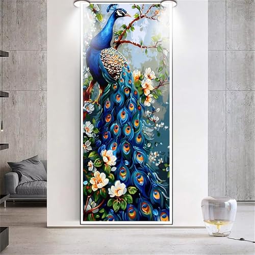 Diamond Painting Großes XXL 100x200cm Diamant Painting Bilder Tiere Pfau Diamond Art Erwachsene DIY Full Round Diamant Kunst Malerei zubehör Set Kreuzstich Bilder Home Wand Dekor Geschenk H54 von cppxinng