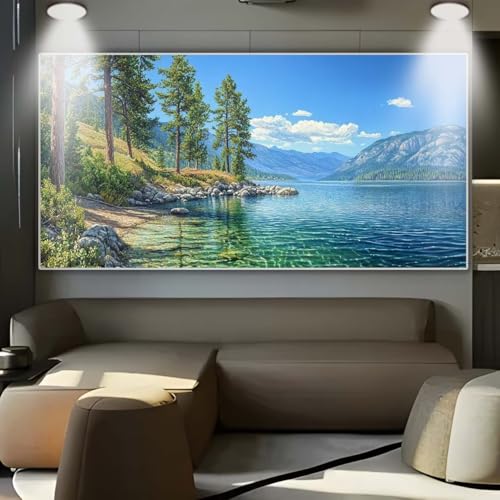 Diamond Painting Großes XXL 100x200cm Diamant Painting Bilder Wald See Diamond Art Erwachsene DIY Full Square Diamant Kunst Malerei Stickerei zubehör Set Kreuzstich Bilder Home Wand Dekor Geschenk A25 von cppxinng