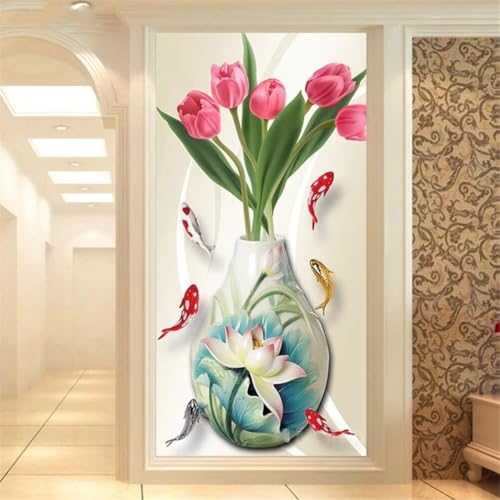 Diamond Painting Großes XXL 40x100cm Diamant Painting Bilder Blumen Fische Diamond Art Erwachsene DIY Full Round Diamant Kunst Malerei zubehör Set Kreuzstich Bilder Home Wand Dekor Geschenk L2 von cppxinng