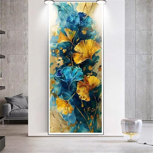 Diamond Painting Großes XXL 40x100cm Diamant Painting Bilder Ginkgoblatt Diamond Art Erwachsene DIY Full Square Diamant Kunst Malerei zubehör Set Kreuzstich Bilder Home Wand Dekor Geschenk F53 von cppxinng