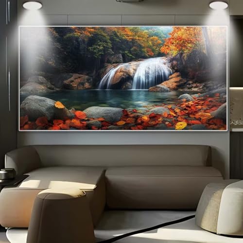 Diamond Painting Großes XXL 40x100cm Diamant Painting Bilder Herbst Wasserfall Diamond Art Erwachsene DIY Full Square Diamant Kunst Malerei zubehör Set Kreuzstich Bilder Home Wand Dekor Geschenk A14 von cppxinng