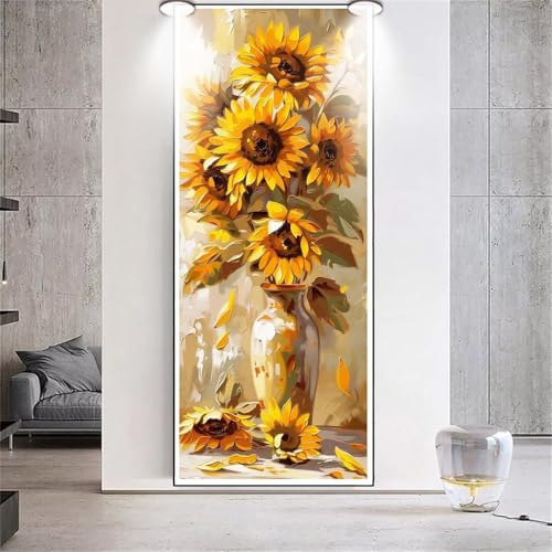 Diamond Painting Großes XXL 40x100cm Diamant Painting Bilder Sonnenblume Blume Diamond Art Erwachsene DIY Full Square Diamant Kunst Malerei zubehör Set Kreuzstich Bilder Home Wand Dekor Geschenk G55 von cppxinng