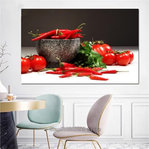 Diamond Painting Großes XXL 55x130cm Diamant Painting Bilder Küche Chili Diamond Art Erwachsene DIY Full Round Diamant Kunst Malerei zubehör Set Kreuzstich Bilder Home Wand Dekor Geschenk K51 von cppxinng