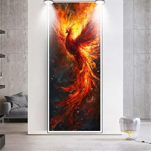 Diamond Painting Großes XXL 70x130cm Diamant Painting Bilder Flamme Phönix Diamond Art Erwachsene DIY Full Square Diamant Kunst Malerei zubehör Set Kreuzstich Bilder Home Wand Dekor Geschenk F94 von cppxinng