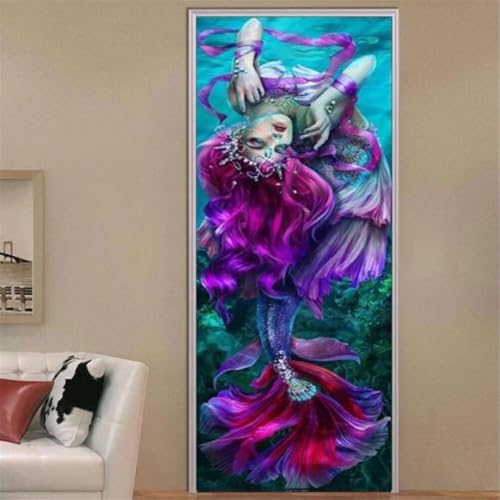 Diamond Painting Großes XXL 70x130cm Diamant Painting Bilder Meerjungfrau Diamond Art Erwachsene DIY Full Round Diamant Kunst Malerei zubehör Set Kreuzstich Bilder Home Wand Dekor Geschenk I57 von cppxinng