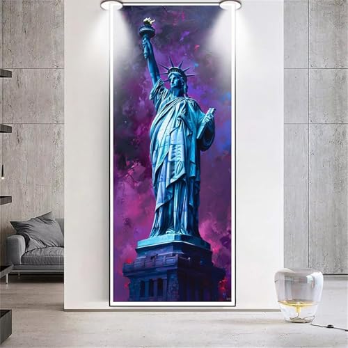 Diamond Painting Großes XXL 70x130cm Diamant Painting Bilder New York Skulptur Diamond Art Erwachsene DIY Full Square Diamant Kunst Malerei zubehör Set Kreuzstich Bilder Home Wand Dekor Geschenk F61 von cppxinng