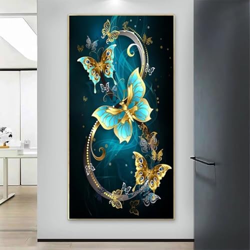 Diamond Painting Großes XXL 70x130cm Diamant Painting Bilder Schmetterling Tier Diamond Art Erwachsene DIY Full Round Diamant Kunst Malerei zubehör Set Kreuzstich Bilder Home Wand Dekor Geschenk J23 von cppxinng