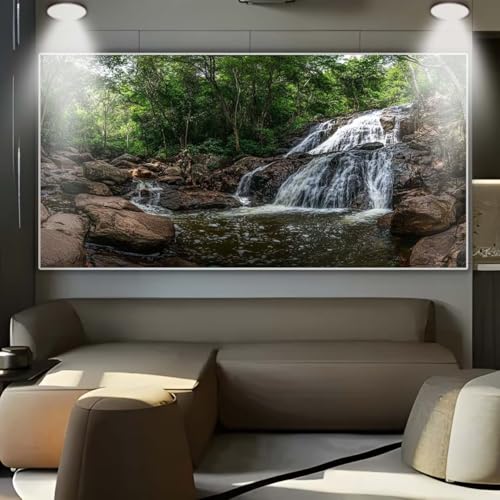 Diamond Painting Großes XXL 70x130cm Diamant Painting Bilder Wald Wasserfall Diamond Art Erwachsene DIY Full Square Diamant Kunst Malerei zubehör Set Kreuzstich Bilder Home Wand Dekor Geschenk A24 von cppxinng