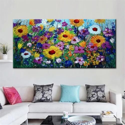 Diamond Painting Großes XXL 70x130cm Diamant Painting Bilder Wildblumen Blumen Diamond Art Erwachsene DIY Full Round Diamant Kunst Malerei zubehör Set Kreuzstich Bilder Home Wand Dekor Geschenk I35 von cppxinng